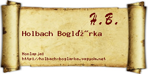 Holbach Boglárka névjegykártya